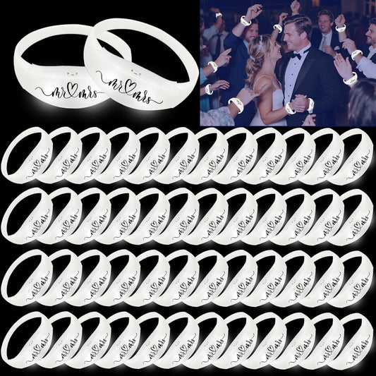 24 Pcs Wedding Sound Activated LED Glow Bracelets Light Up Bracelets for Adults Glow in the Dark Bracelets Neon Supplies for Concert