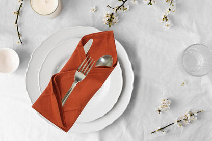 ACCENTHOME Natural Cotton Linen Napkin Set of 12 18x18 inch Dinner Napkins - Washable Soft Premium Hotel Quality Reusable Hemmed Edges Napkins Perfect Table Linens for Family Dinners, Weddings