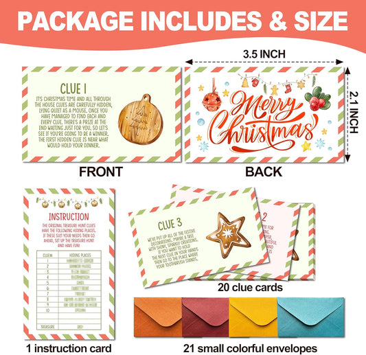 Christmas Scavenger Hunt Game, Christmas Games for Family Treasure Riddle Hunt Game Activities, Christmas Indoor Outdoor Party Games Supplies Activities for Family Friends Gamer, A003