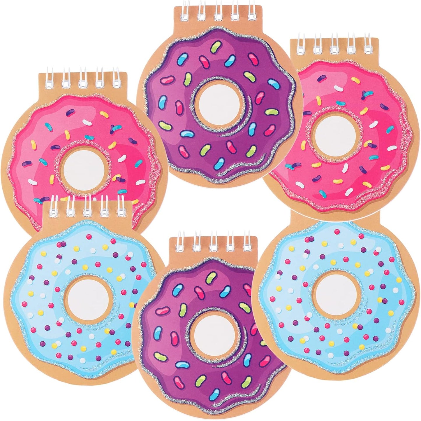 24 Pcs Mini Spiral Notebook Cute Donut Notebook Birthday Notepad Kawaii Donut Memo Pad Notebooks for Kids Party Favors Goodie Bag Stuffers, 3.34x3.74 Inch