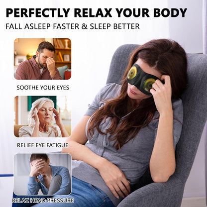 Sleep Eye Mask for Men Women Kids Funny 3D Sleeping Mask Adjustable Strap 2 Pack Eye Shade Cover for Travel, Black(Assorted A)