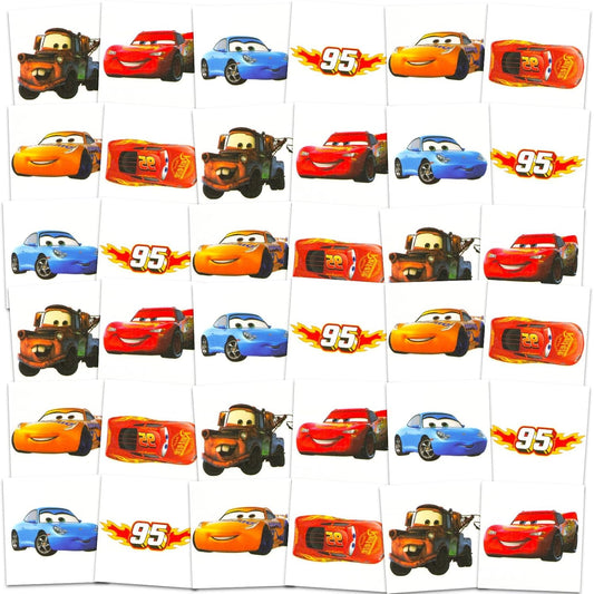 Disney Cars Tattoos Party Favors Bundle ~ 72 Perforated Individual 2" x 2" Cars Temporary Tattoos for Kids Boys Girls (Cars Party Supplies)