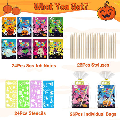 ZMLM 24 Pack Scratch Art Party Favors: Birthday Party Favors for Kids 4-8, Bulk Rainbow Scratch Notebook Paper Pads, Goodie Bags Stuffers Girls Boys Classroom Gifts Crafts Toys
