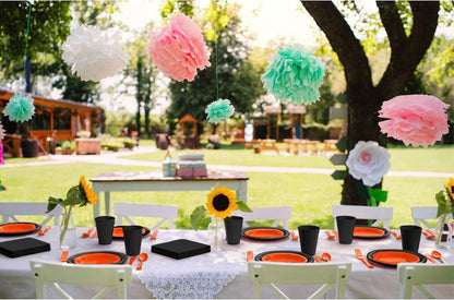 350 Pcs Black Plastic Plates For Party, Black Disposable Plates Set, 50 Of Each 9" Dinner Plate Set, 7" Dessert Plate, Cups, Napkins & Cutlery Plastic Dinnerware Set Exquisite