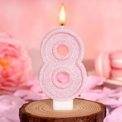 Cute Number 3 Birthday Candle, Glitter Pink Number Candles, Birthday Cake Topper Decoration, Party Supplies Anniversary Celebrations