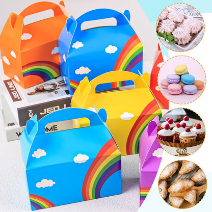 VGOODALL 16PCS Gable Treat Boxes Goodie Bags, 6x3.5x3.5inch Colorful Paper Gift Boxes for Kids Snacks, Candy, Toys, Birthday Party, Wedding