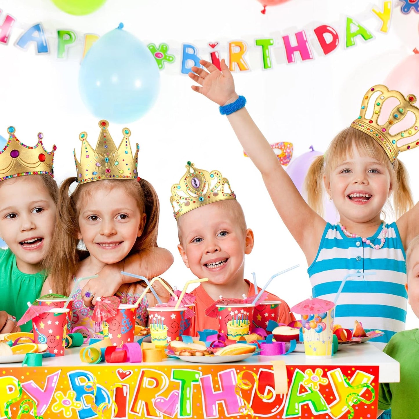 MTLEE 12 Pieces Foam Princess Tiaras Crown for Kids 928 Pieces Gem Stickers 12 Gem Rings Craft Making Kits Birthday Party Favors