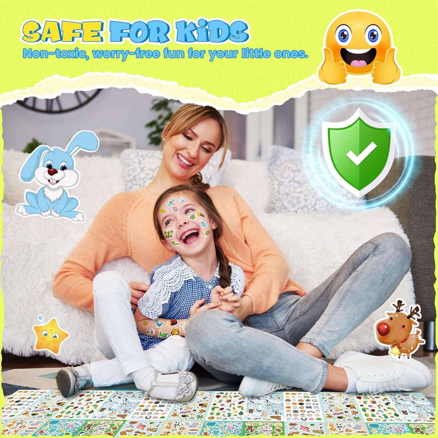 Sinceroduct 64 Sheets Stickers for Kids, 1800+pcs Animal Sticker, 16 Animal Themes Water Bottle Stickers, Scrapbooking Party Favors Classroom for Kids, Children, Teacher, Parent