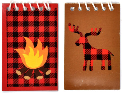 Gift Boutique 48 Woodland Camping Mini Notepads Forest Animal Theme Bear Deer Campfire Spiral Notebooks for Kids Birthday Party Favors Handouts