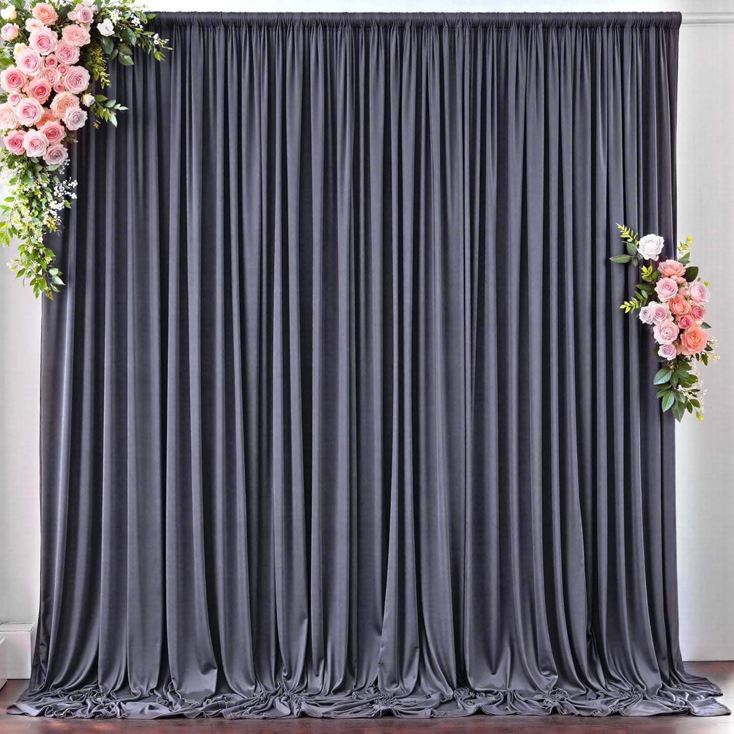 10 ft x 10 ft Wrinkle Free White Backdrop Curtains for Wedding Parties, Polyester Photography Backdrop Drapes for Birthday Parties Stage Backdrop Stand, 2 Panels 5x10FT Background Curtains