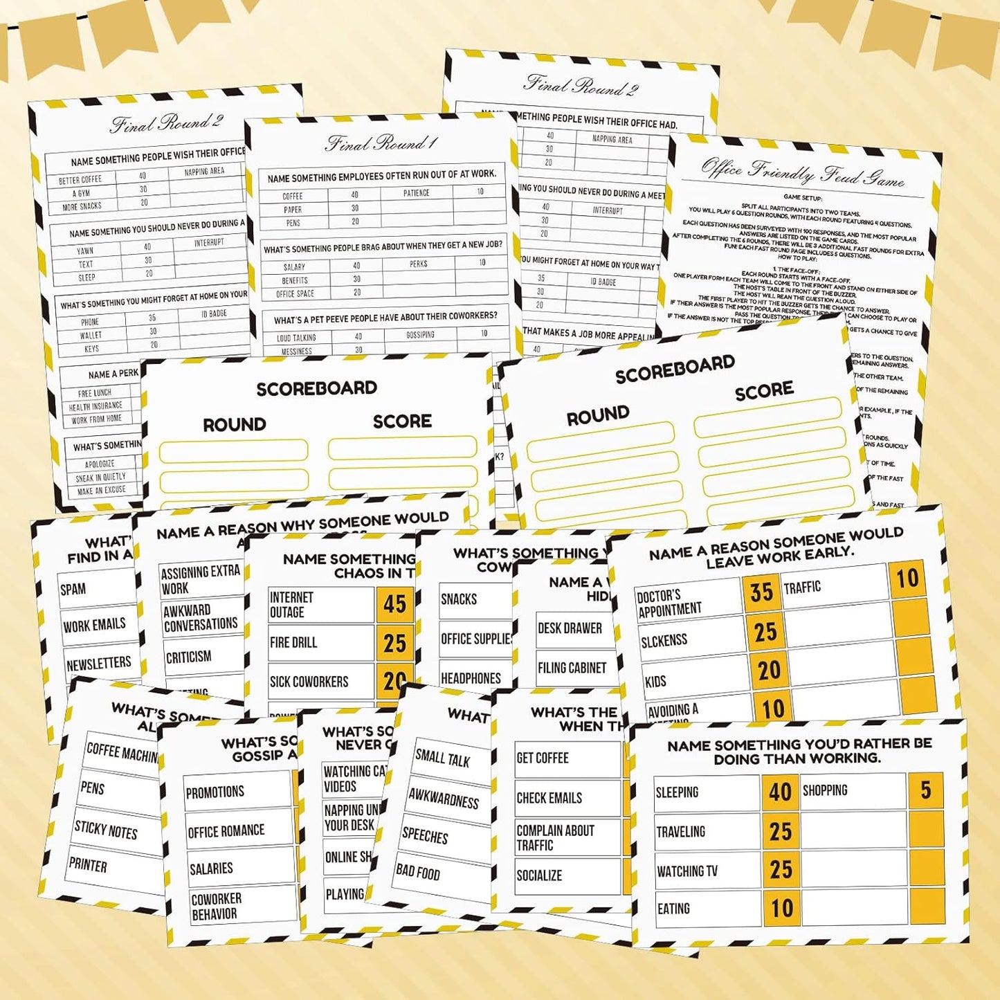 20 Pcs Retirement Friendly Feud Game Set Retirement Party Game Trivia Quiz with 18 Card 2 Buzzer for Adults Family Games Activities Party Supplies, Battery Not Included
