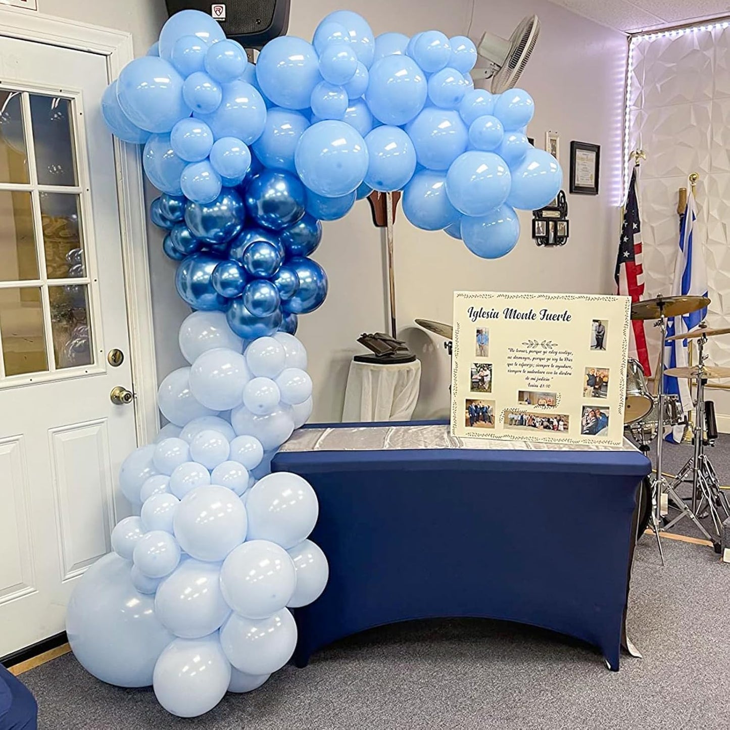 Blue Silver Balloons Set, 12 Inch Blue and Silver Balloons Dark Navy and Confetti Party Latex Balloon, Macaron Metallic Baby Blue Mixed Balloon for Birthday Graduation Baby Shower Wedding Retirement