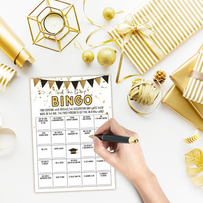 Graduation Party Games, 25 Graduations Bingo Cards, Find The Guest Bingo Game Cards, Grad Celebration Party Supplies - A01