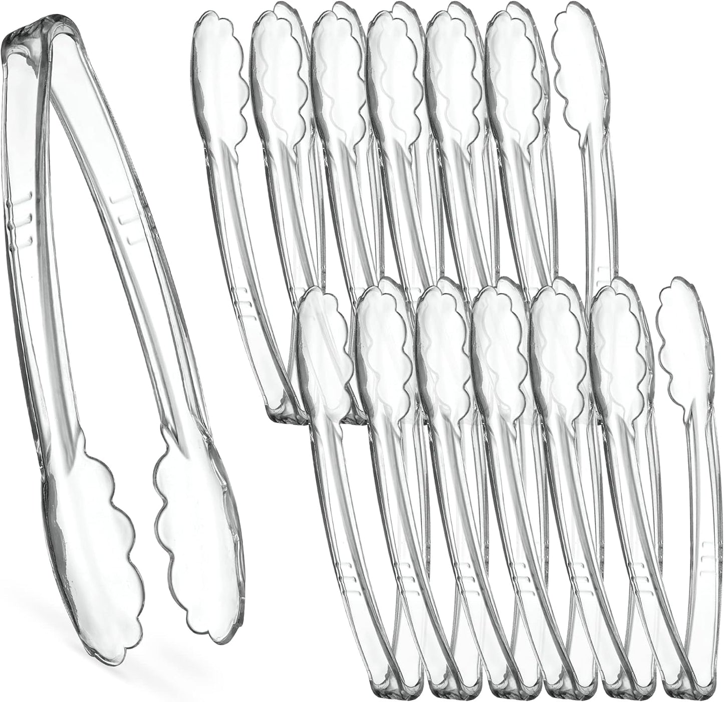 [Black Tongs 7.5'' Inches] Plasticpro 7.5'' Serving Tongs Heavy Duty Reusable Kitchen and BBQ Black Serving Tong for party's, Caterings, Events, Buffet, Weddings, And every Day use Pack of 12