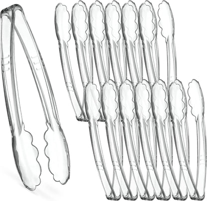 [Black Tongs 7.5'' Inches] Plasticpro 7.5'' Serving Tongs Heavy Duty Reusable Kitchen and BBQ Black Serving Tong for party's, Caterings, Events, Buffet, Weddings, And every Day use Pack of 12