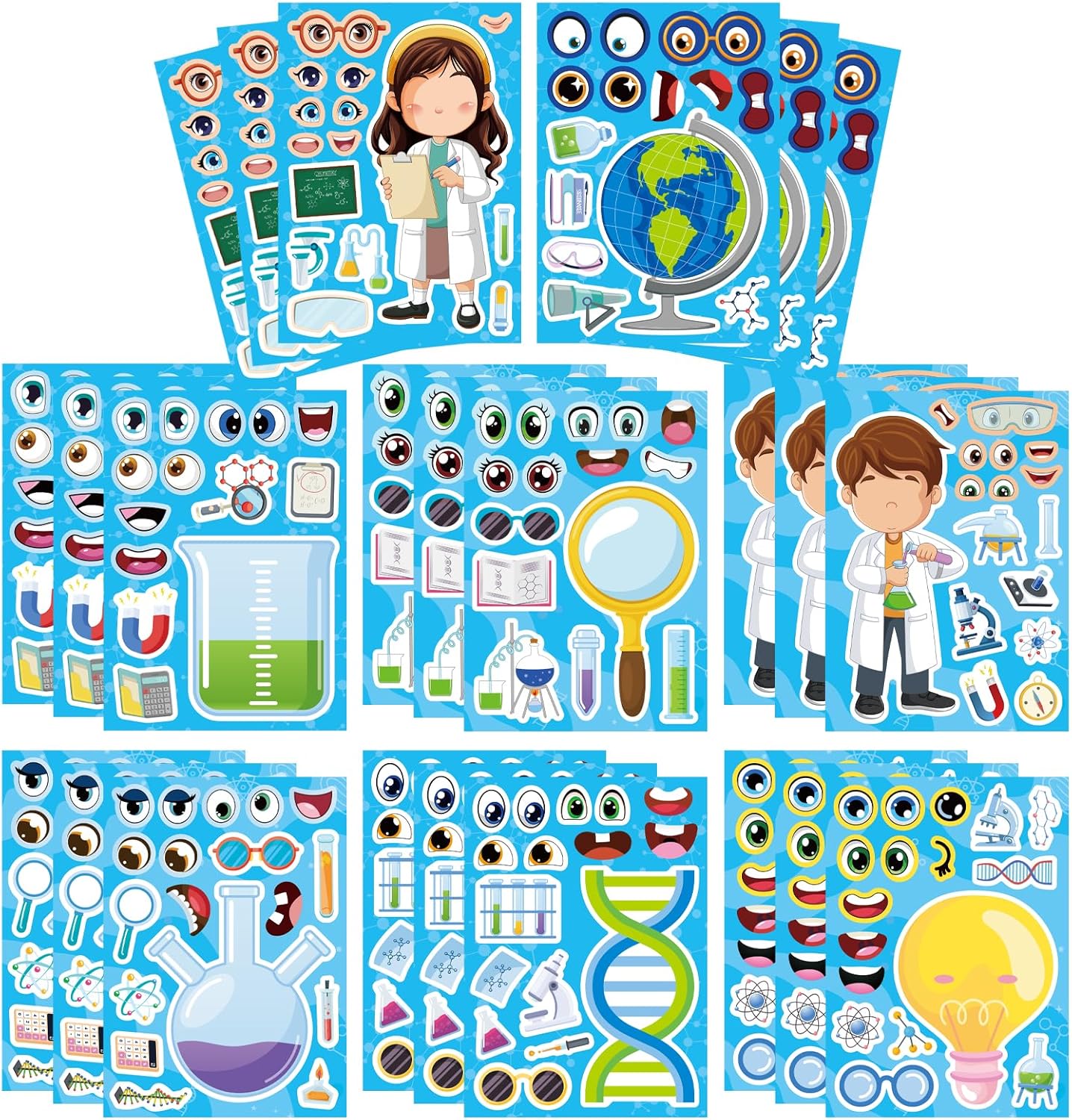 24 PCS Fairy Stickers for Kids, Make a Face Sticker with 8 Unique Designs Fairy, Frog, Mushroom, Make Your Own Stickers for Girls Birthday Party Favors, Goodie Bags, DIY Crafts