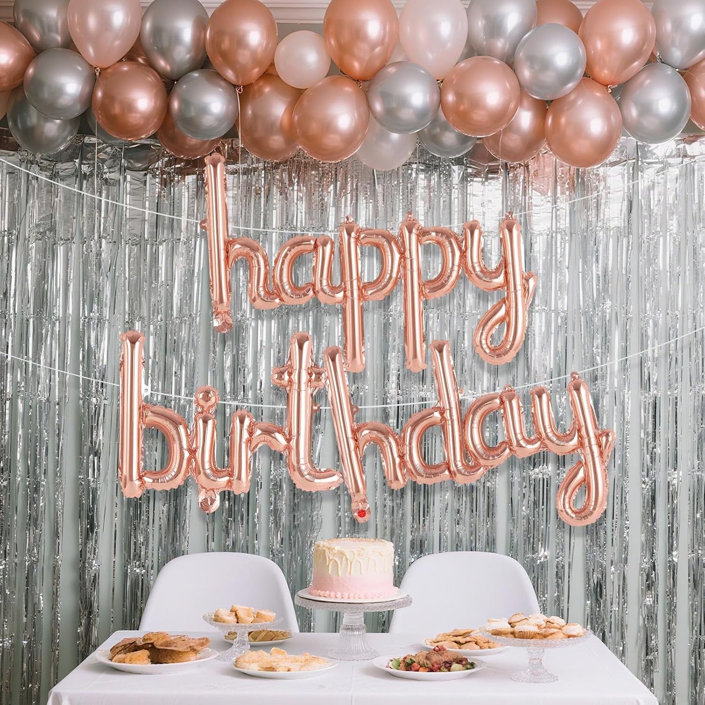 Happy Birthday Balloons Banner Foil Letters Balloons Connected, Personalized Birthday Signs for Women Men Boys Girls Birthday Party Decorations, Small Gold
