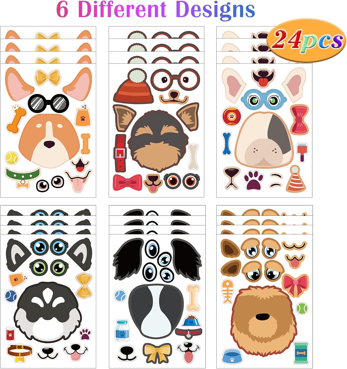 24 Sheets Cupcake Make a Face Sticker Sheets for Kids Todders Activities, Make Your Own Stickers for Kids Birthday Party Favor Supplies Craft