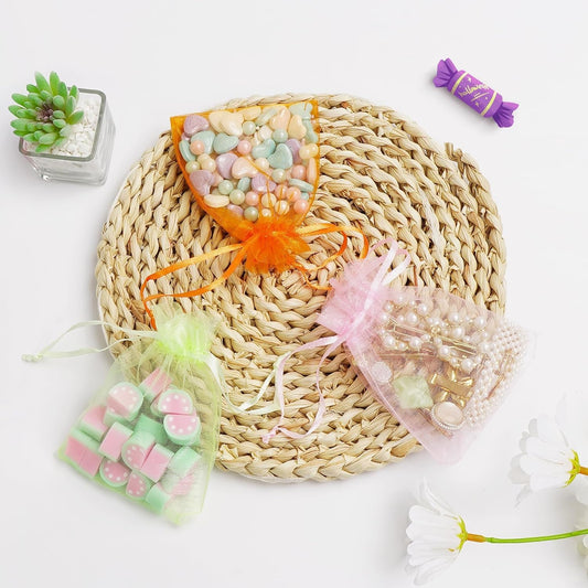 ANZNKU 50PCS White Organza Bags 3x4, Small Gift Bags Bulk for Sachet Jewelry Candy Treat, Mini Mesh Bag Drawstring for Wedding Bridal & Baby Shower, Party Favor Bag for Easter Mothers Day Birthday