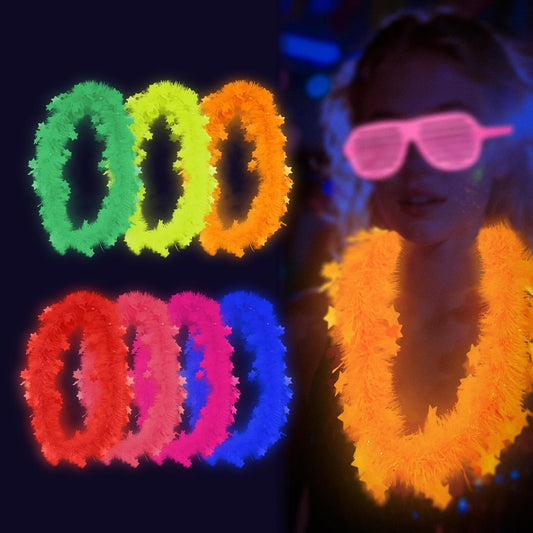 14Pcs Glow in The Dark Party Necklace, Neon Fluorescent Blacklight Necklace Party Favors,Tinsel Garland Necklaces for Adult,Glow in The Dark Party Supplies，Used for Neon Decoration