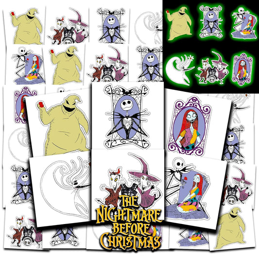 Disney Nightmare Before Christmas Tattoos Party Favors Bundle ~ 72 Perforated Individual 2" x 2" Nightmare Before Christmas Temporary Tattoos for Kids Boys Girls (Jack Skellington Party Supplies)