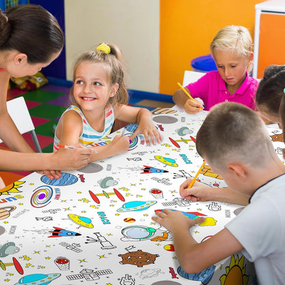 Giant Construction Party Coloring Tablecloth for Kids - Huge Construction Theme Table Cover Large Dump Truck Vehicle Painting Poster for Children Birthday Party Supplies 54x108 Inch
