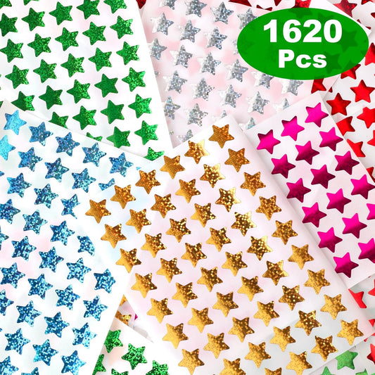 1620 Pcs Holographic Rainbow Small Star Stickers for Kids Reward, Behavior Chart, Student Planner and School Classroom Teacher Supplies, 0.6" Diameter