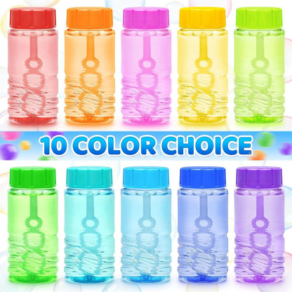 Bulk Neon Bubble Solution Bottles - Lid-Attached Wands, Party Favor Set in Display Box, 60 Pcs | Birthday Decor, Goody Bag Stuffers Supplies, Pinata Fillers, Carnival & Summer Outdoor Toy Gift for Kid