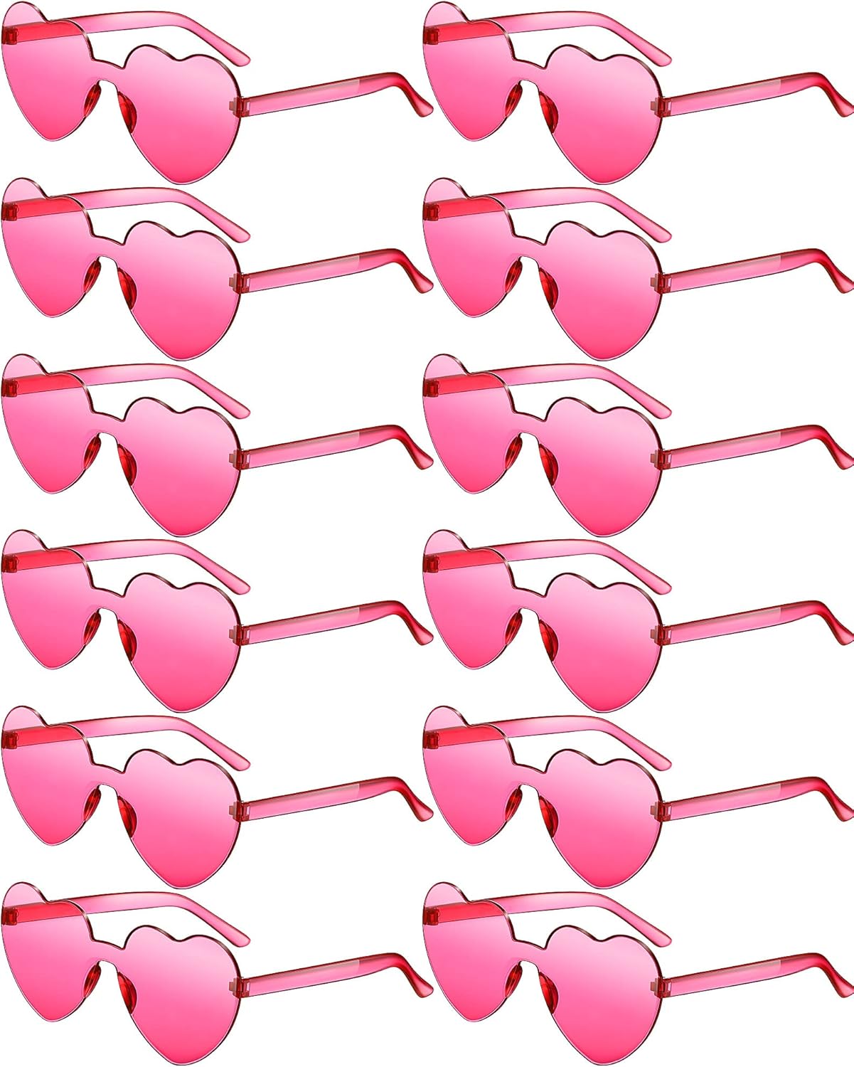 Photect 12 Pair Heart Shaped Sunglasses Neon Color Transparent Heart Glasses for Women Party Favor