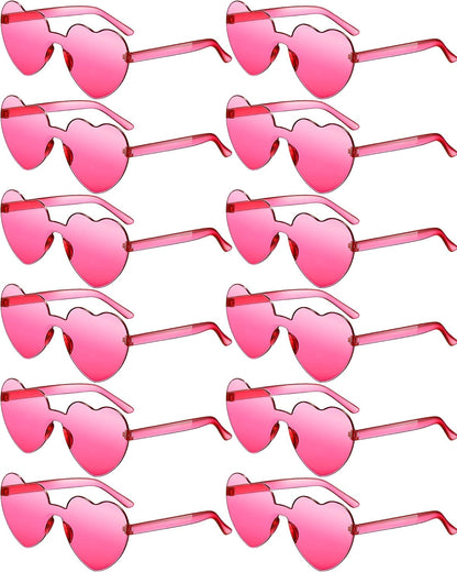 Photect 12 Pair Heart Shaped Sunglasses Neon Color Transparent Heart Glasses for Women Party Favor