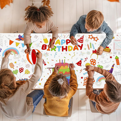 Childom 1 Pack Fourth of July Coloring Tablecloth for Kids,4th of July Crafts for Kids 30"x72" Giant Coloring Poster Table Cloth,Large Paper Poster Crafts Party Activities,4th of July Paper Tablecloth