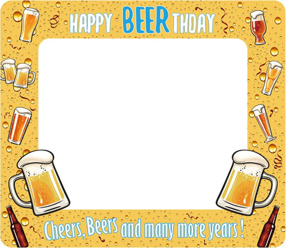 Beer Themed Happy Birthday Inflatable Selfie Photo Frame Props for Pictures & Decors Cheers and Beers Happy BEERthday Blow Up Picture Frame for 20th 30th 40th 50th 60th 70th and More Birthdays