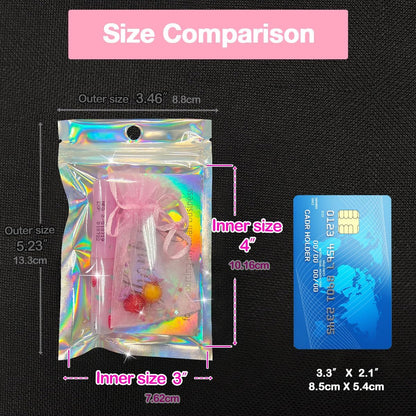 Trunple Smell Proof Bags & Resealable Foil Pouch Mylar Sample Bag Great for Party Favor Food Storage (Holographic Color) (50pcs-6x9 inch)