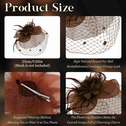 Fascinators Hats for Women Tea Party Hat Feather Mesh Headband Vintage Lace Cocktail Headwear Veil Hair Clip Church