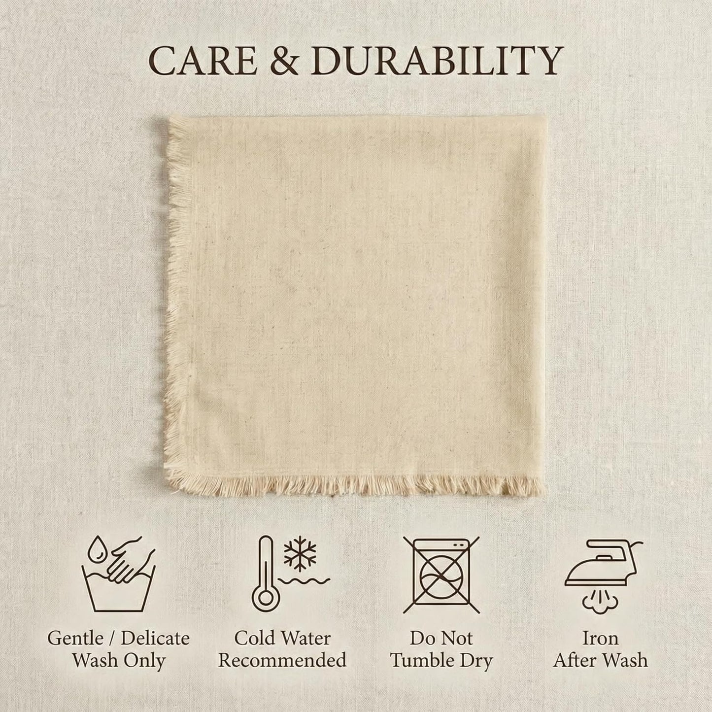 ACCENTHOME Natural Cotton Linen Napkin Set of 12 18x18 inch Dinner Napkins - Washable Soft Premium Hotel Quality Reusable Hemmed Edges Napkins Perfect Table Linens for Family Dinners, Weddings