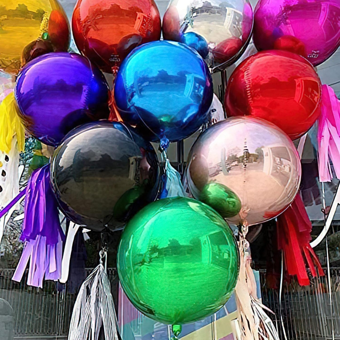 PartyWoo Metallic Gold Foil Balloons 20pcs Different Sizes Pack of 22 15 10 Inch Large Round Foil 4D Inflatable Mirror Ball Mylar Balloons for Graduation Birthday Baby Shower Party Decorations