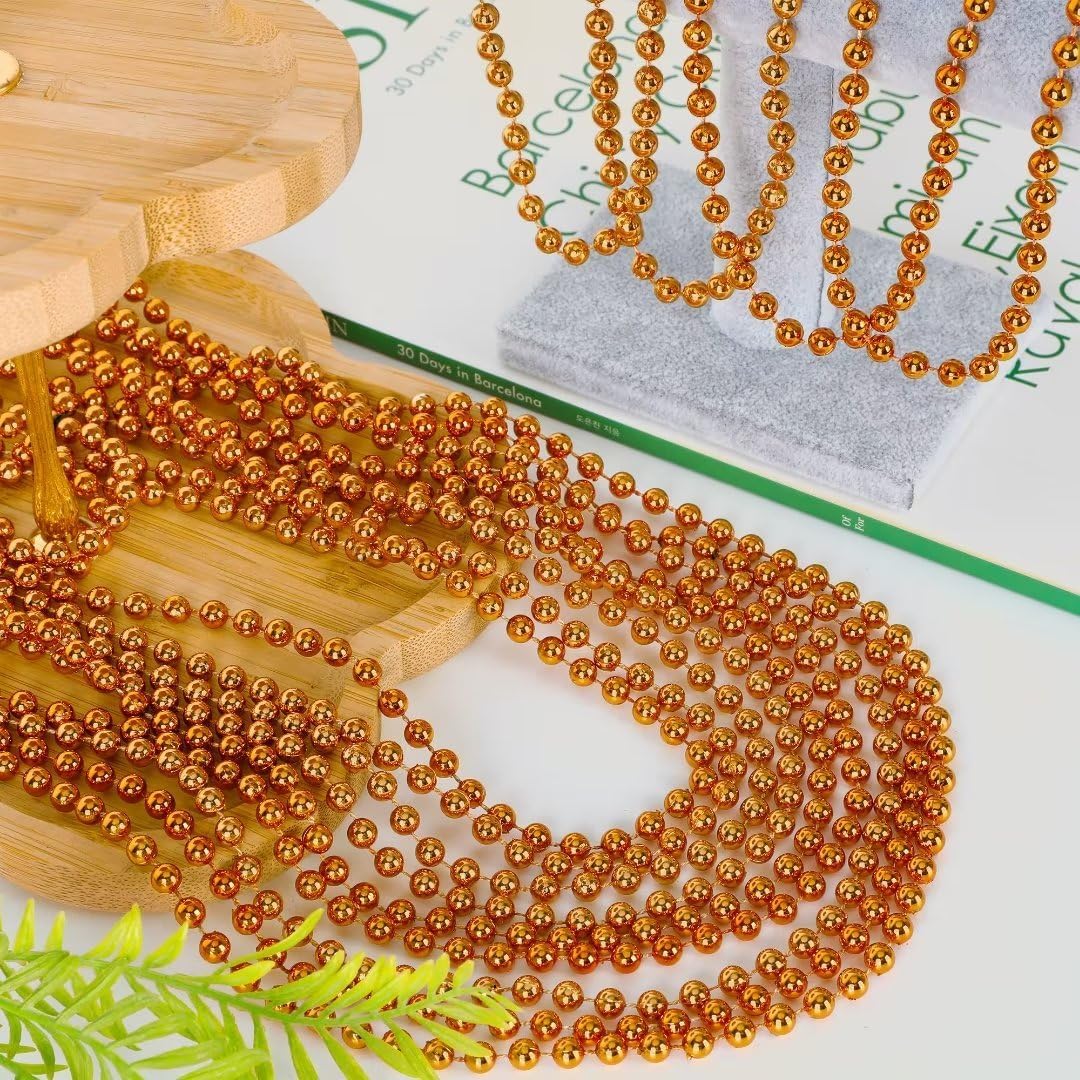EOBOH 144PCS Mardi Gras Beads, Metallic 12 Kinds Bead Necklace Party Supplies, 33" Mardi Gras Necklace Costume Stuff, Festival Parade Throw Accessories for Wedding Birthday Celebrations Decorations