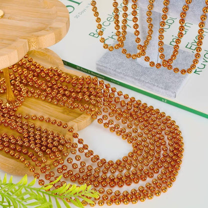 EOBOH 144PCS Mardi Gras Beads, Metallic 12 Kinds Bead Necklace Party Supplies, 33" Mardi Gras Necklace Costume Stuff, Festival Parade Throw Accessories for Wedding Birthday Celebrations Decorations