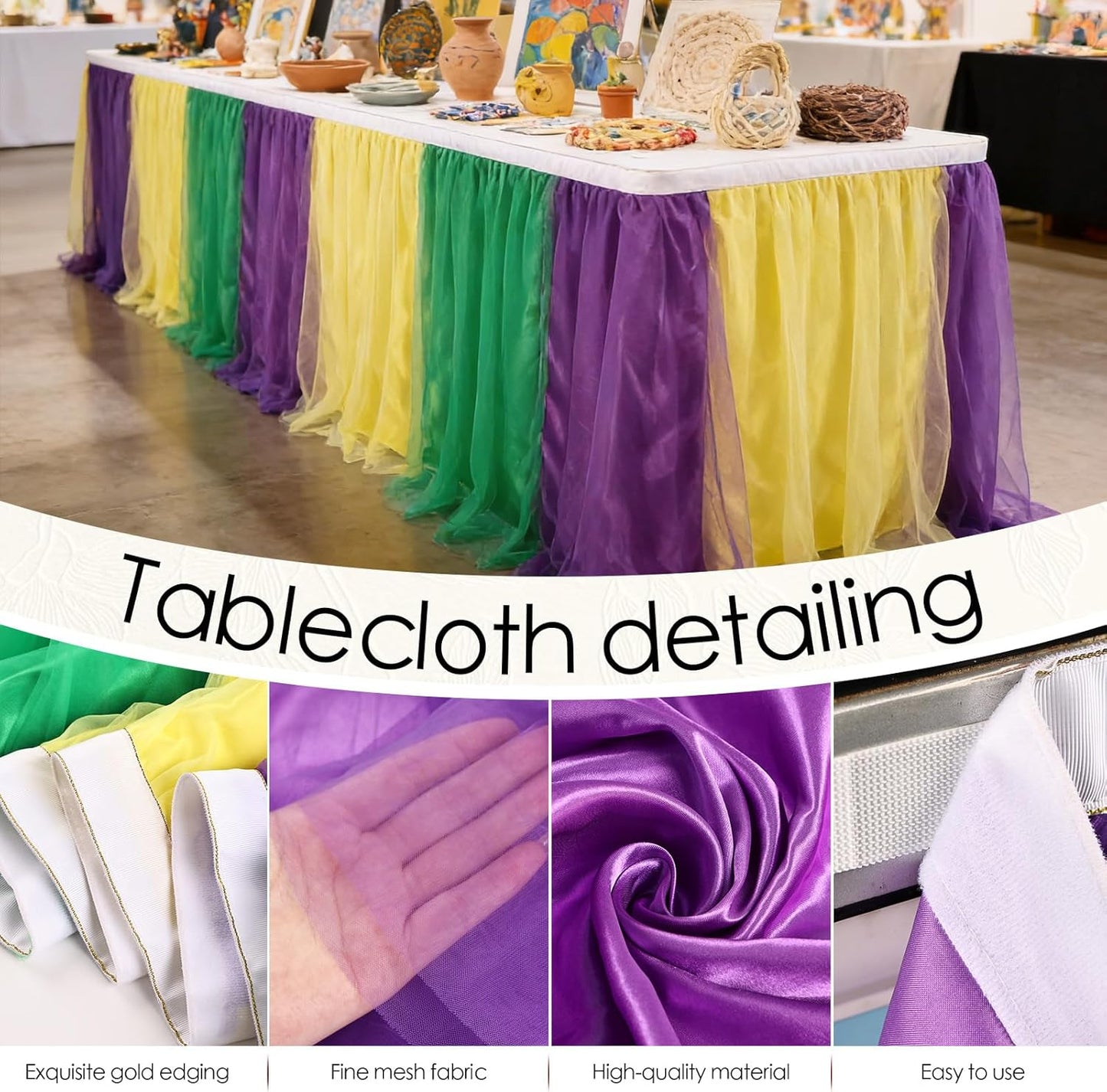 THARAHT Tulle Table Skirt 6FT 180CM Long for Rectangle Tables Round Tables Ruffle Desk Skirt for Princess Girls Birthday Party Cake Dessert Decorations Table Skirt