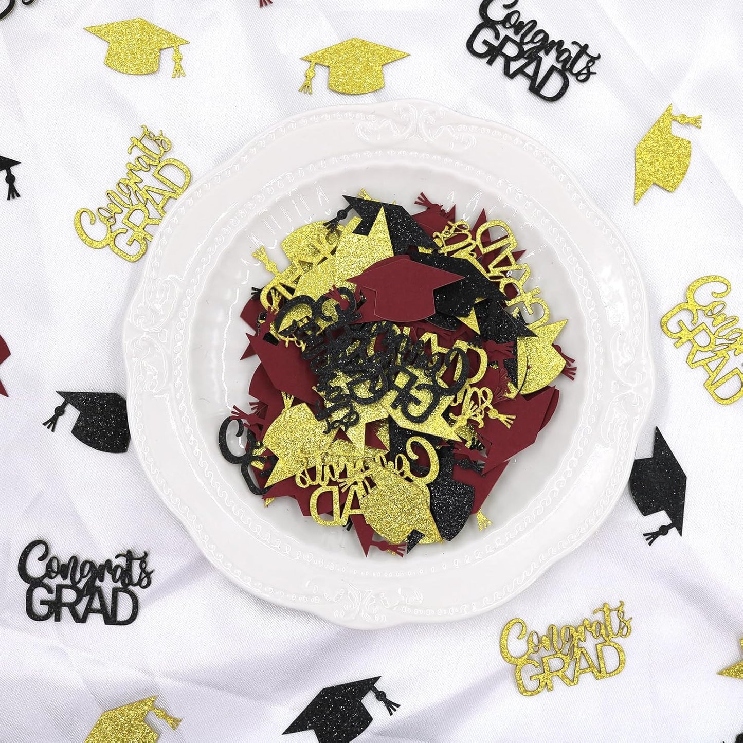 200PC Gold Graduation Confetti Class of 2026 Congrats Grad Confetti for Table Grad Cap Scatters for Graduation party decorations 2026