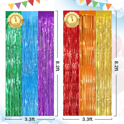 Black Fringe Curtain Party Streamers 2Pack 3.3x8.3 Ft Foil Fringe Backdrop Curtains for Birthday Wedding Bridal Baby Shower Halloween Decor Tinsel Streamers Black Party Decorations Door Streamers