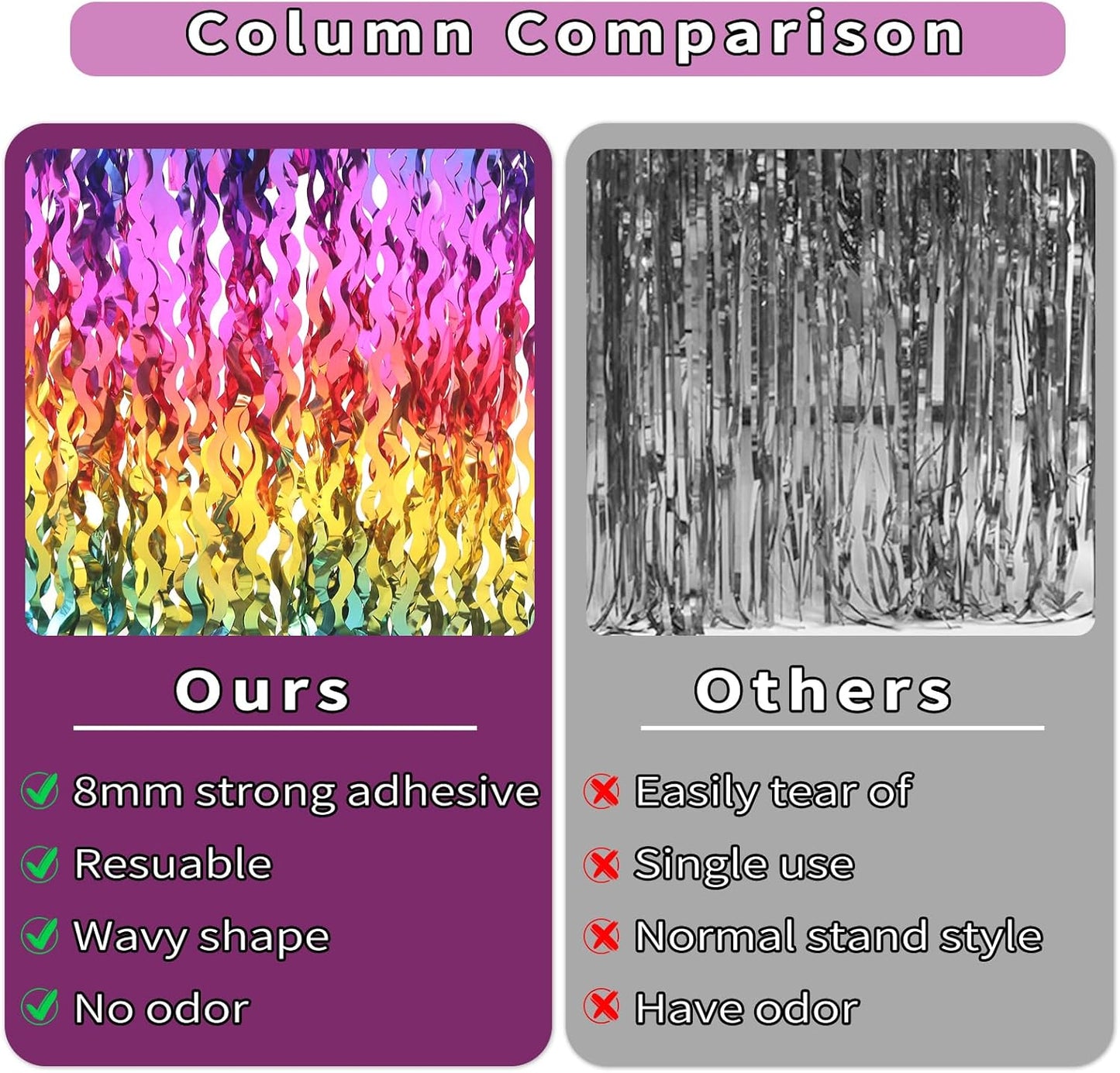 4 Pack Wavy Champagne Gold Metallic Tinsel Foil Fringe Curtains Backdrop - 3.3X6.6ft Foil Fringe Backdrop for Parties | Door Streamers for Birthday | Photo Booth Backdrops Party Decor