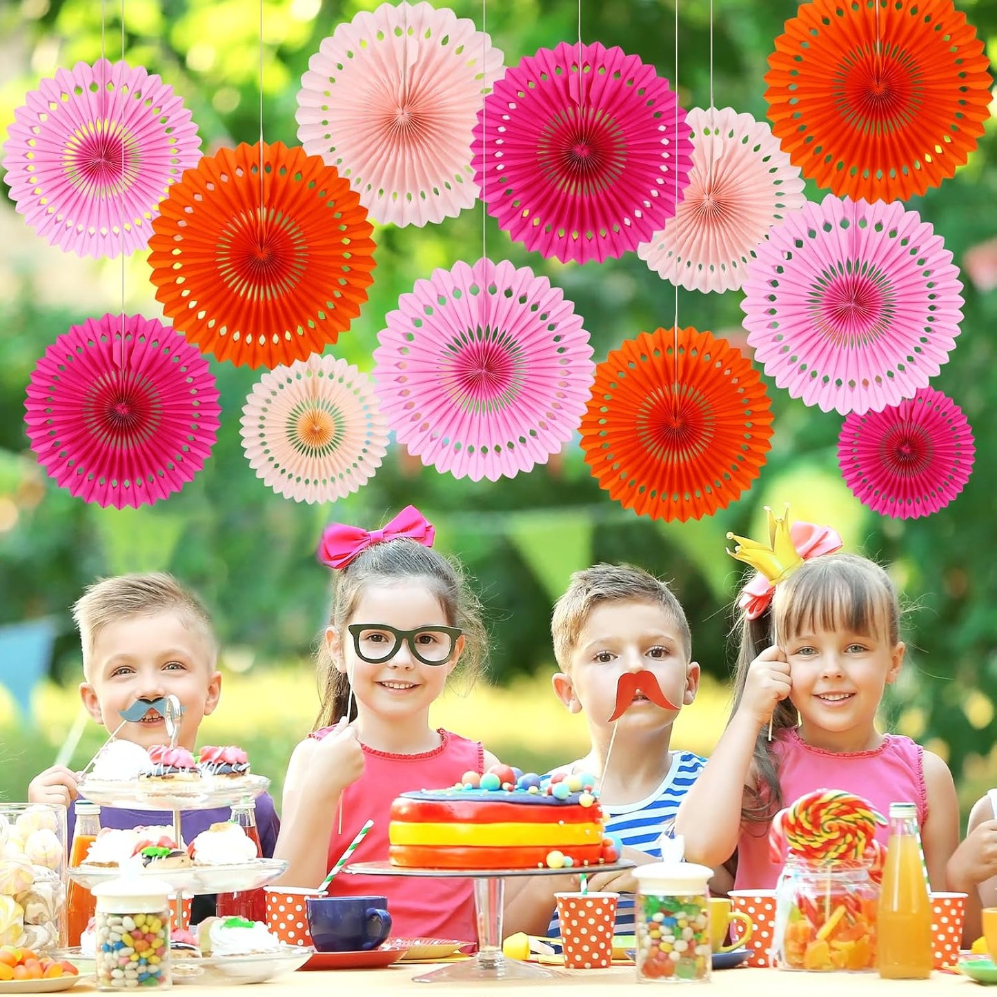 BestoFun 12PCS Paper Fans Hot Pink Party Decorations Tissue Paper Flowers Decorations Hanging Honeycomb Round Paper Fans Decoration for Girl Groovy Birthday Baby Shower Wedding