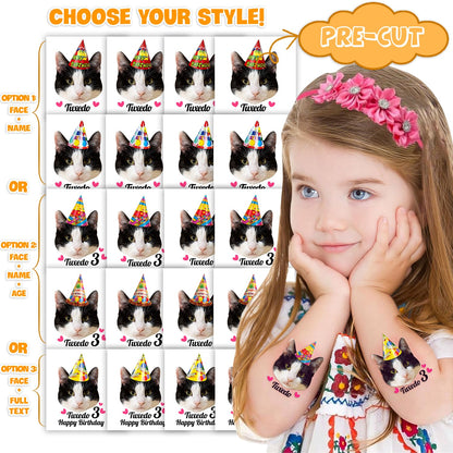 96 PCS Cat Cats Pet Pre-Cut Temporary Tattoos for Kids | Super Cute Themed Birthday Party Favors, Supplies, Decorations, Animal Paw Fake Tattoo Stickers Gifts for Boys Girls Rewards