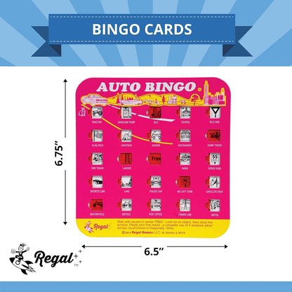 Regal Games Finger-Tip Shutter Bingo Cards with Sliding Windows - Auto Bingo Game Set - Assorted Travel Game for Adults & Kids - Reusable, No Chips & Daubers Needed - 4 Packs - Green