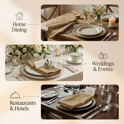 ACCENTHOME Natural Cotton Linen Napkin Set of 12 18x18 inch Dinner Napkins - Washable Soft Premium Hotel Quality Reusable Hemmed Edges Napkins Perfect Table Linens for Family Dinners, Weddings