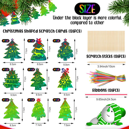 Qilery 126 Pcs Winter Snowflake Scratch Paper Arts Christmas Blue Scratch Ornaments Crafts Kits with Sticks and Ribbon for Winter Christmas Birthday Party Favors DIY Hanging Decoration