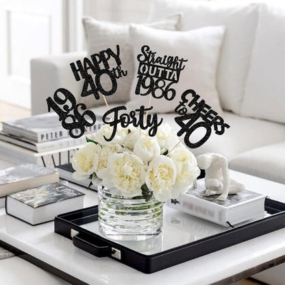 15 PCS 50th Birthday Centerpiece Sticks Fifty Happy 50th Straight Outta 1976 Table Flower Centerpieces Sticks Cheers to 50 Floral Decorations for 50th Birthday Party Centerpieces Supplies Black
