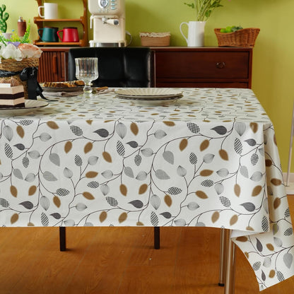 Rectangle Table Cloth,100% Waterproof Tablecloth Oil Proof Spill Proof Vinyl Table Cloth, Wipe Clean Plastic Table Cover for Dining, Camping, Indoor and Outdoor 52" x 70",Leaves