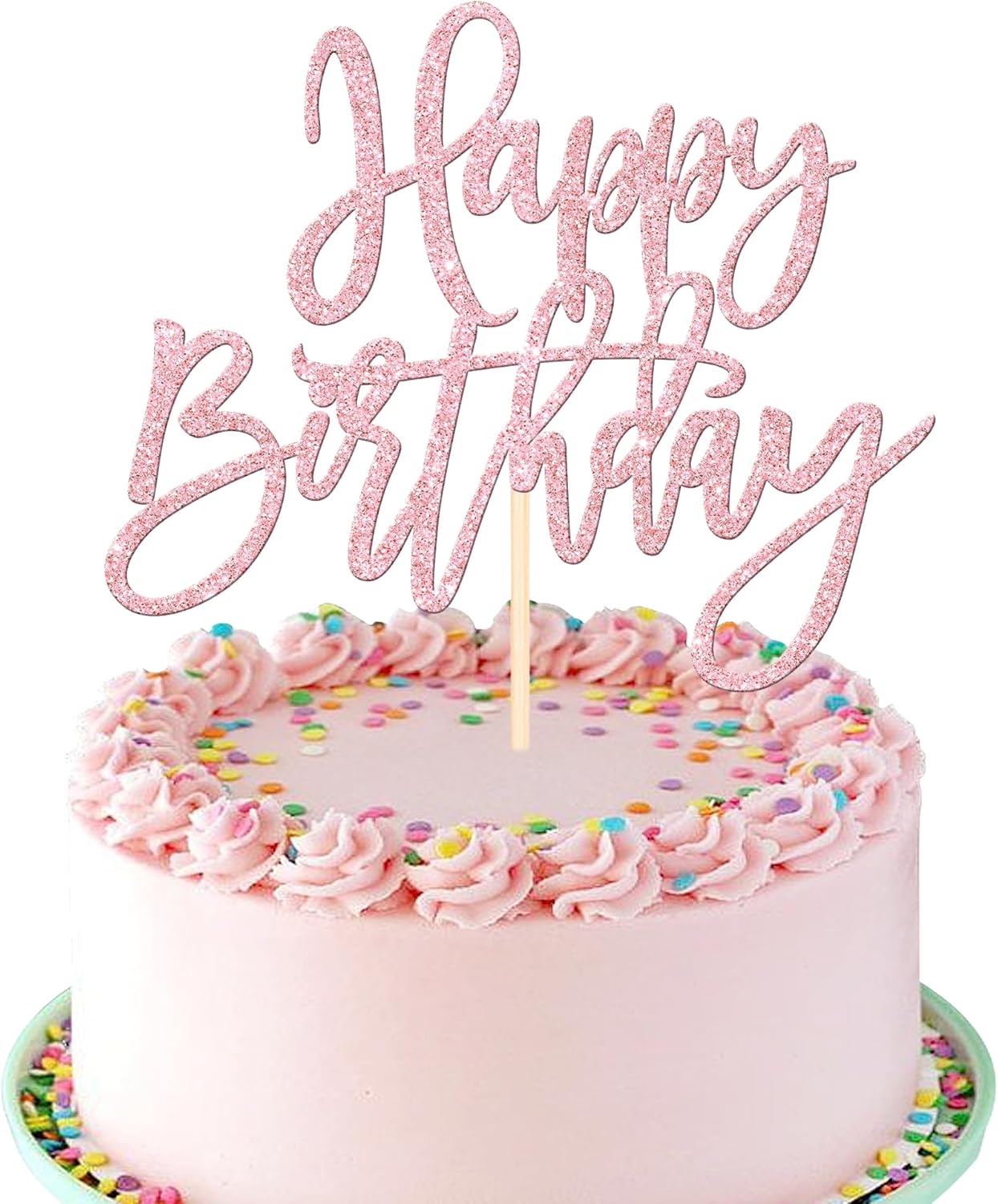 ZHUOWEISM 1 PCS Gold Happy Birthday & Anniversary Cake Topper